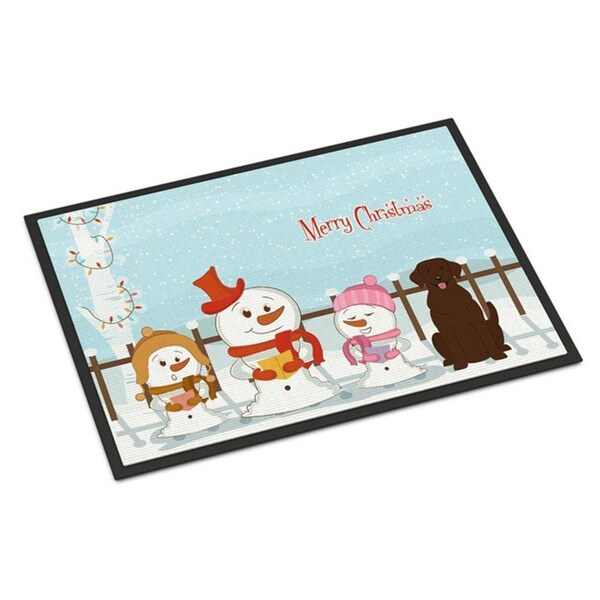 Carolines Treasures Merry Christmas Carolers Chocolate Labrador Indoor or Outdoor Mat, 18 x 0.25 x 27 in. BB2387MAT - main